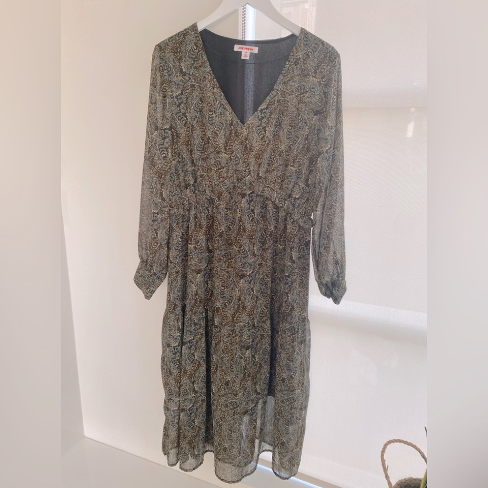 Joe Fresh Paisley Long Sleeve Boho Dress Size Large